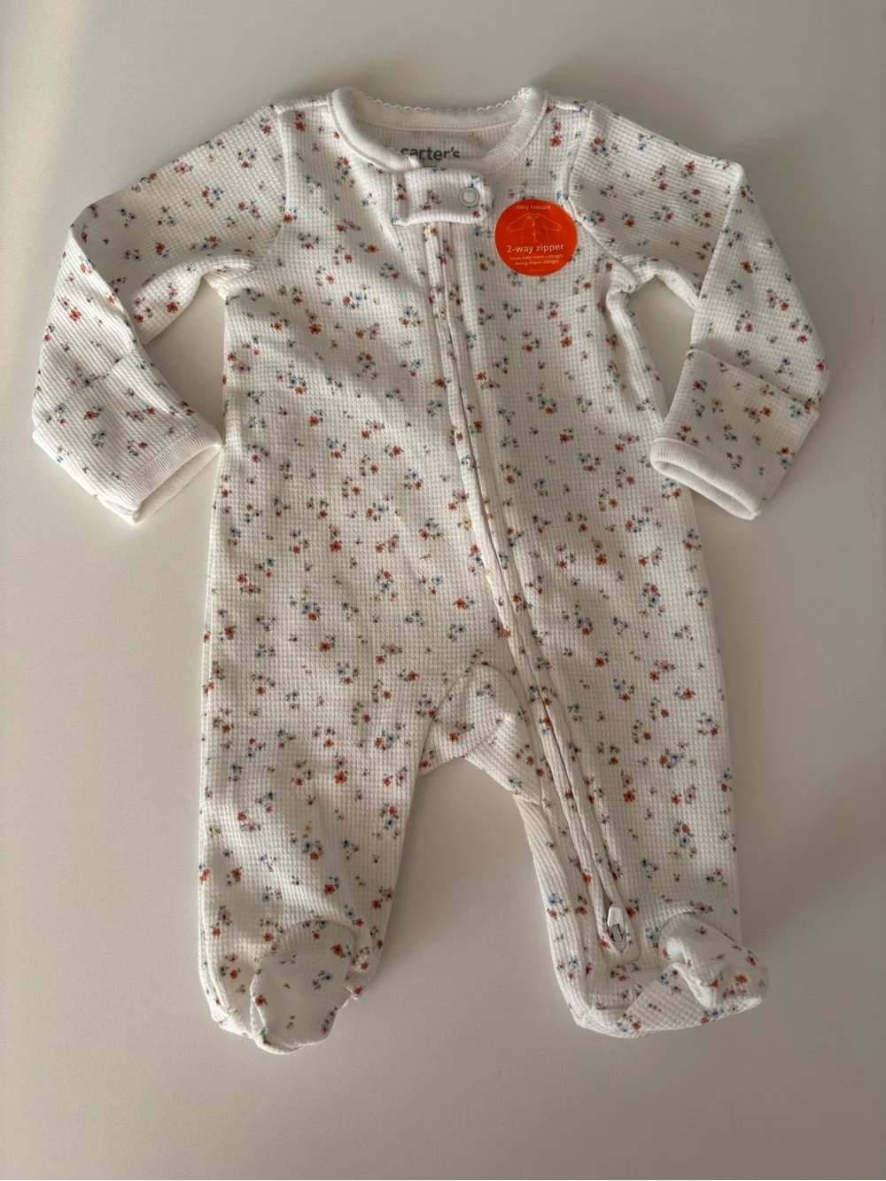 Carter's baby Cream Floral Thermal Zip Footed One-Piece newborn 0m